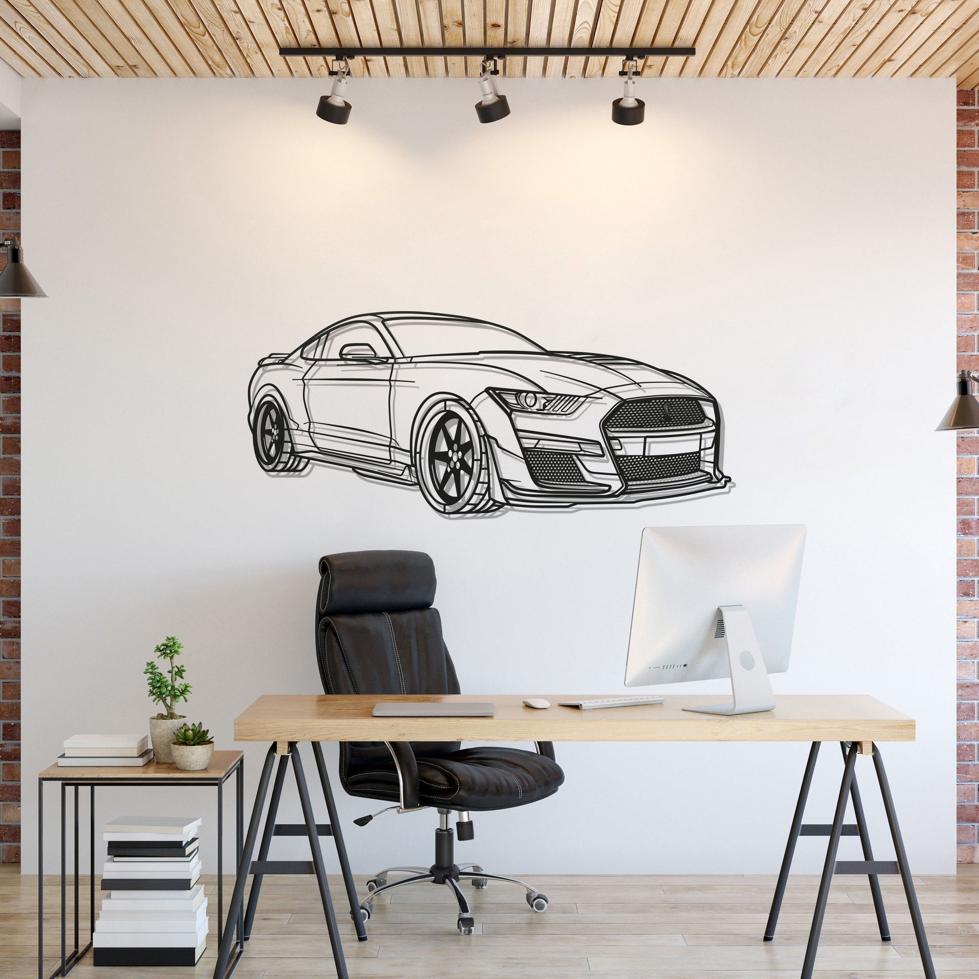 Ford MUSTANG SHELBY GT500 PERSPECTIVE Metal Car Silhouette Wall Art