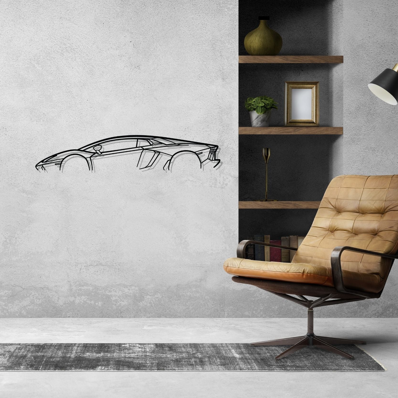 Lamborghini Aventador Classic Silhouette Metal Wall Art