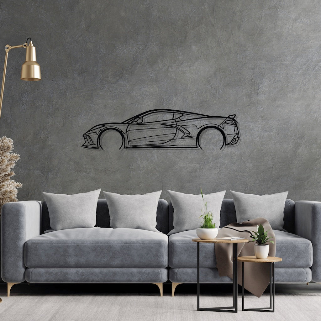 Chevrolet Corvette C8 Detailed Silhouette Metal Wall Art