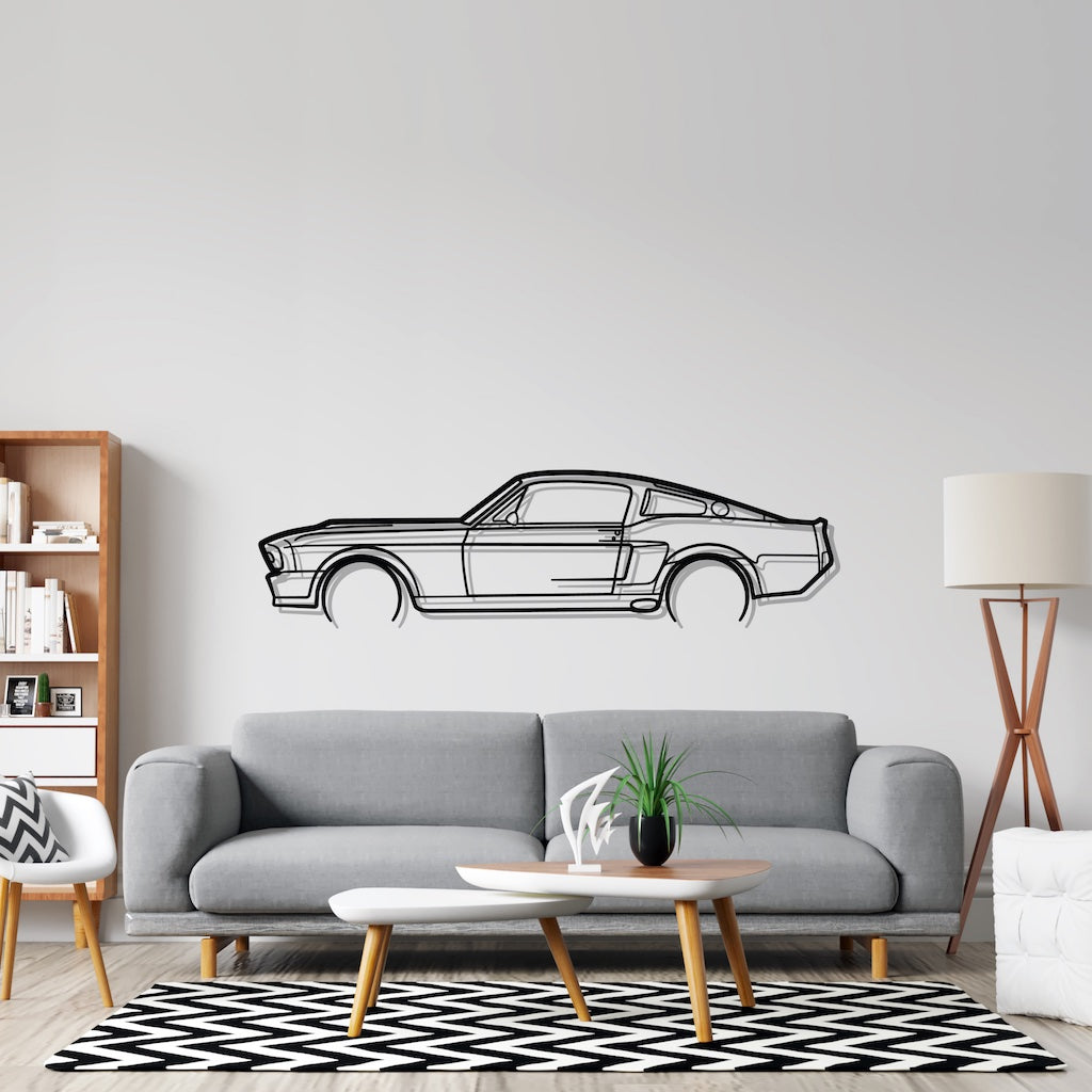 Ford Mustang 1967 Detailed Silhouette Metal Wall Art