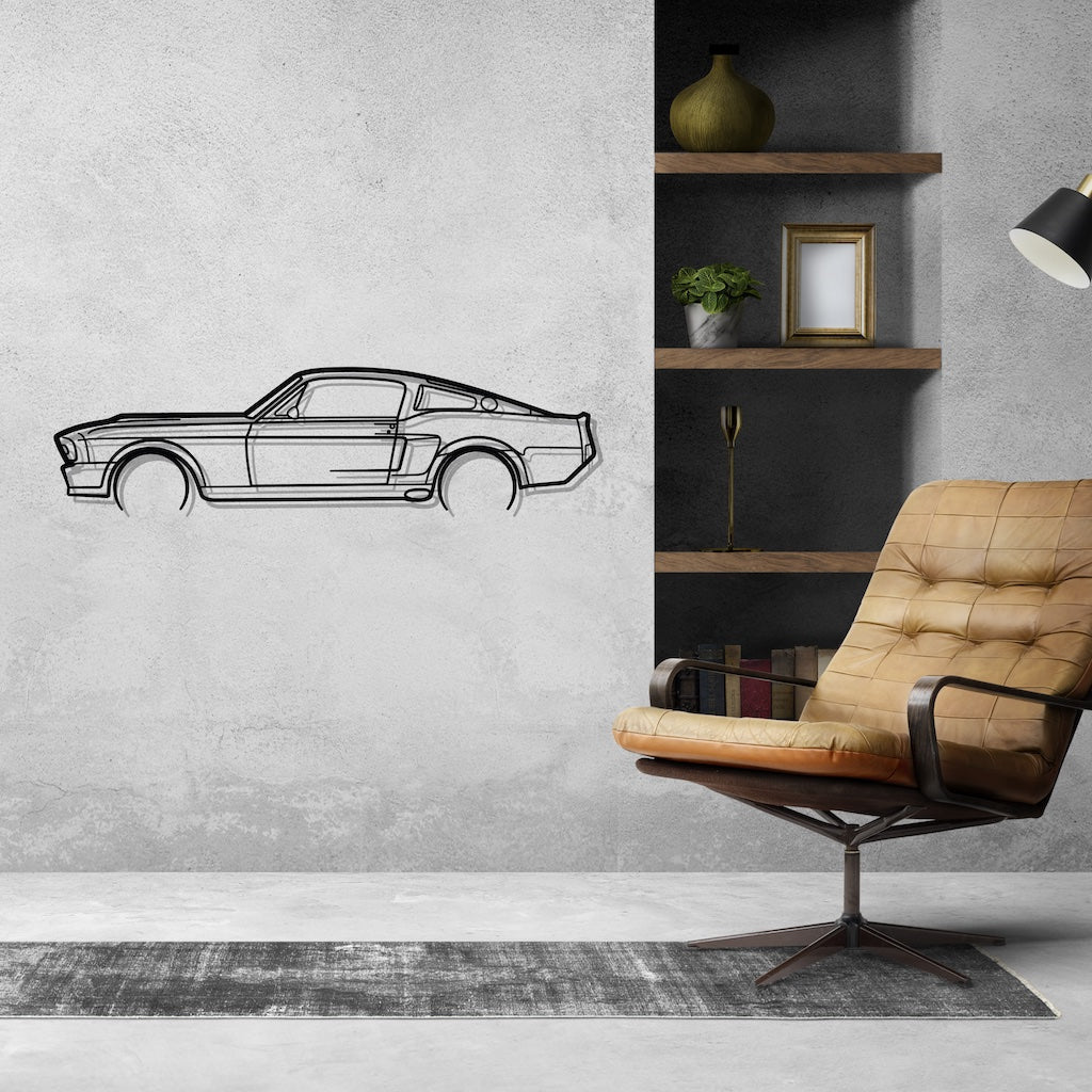 Ford Mustang 1967 Detailed Silhouette Metal Wall Art
