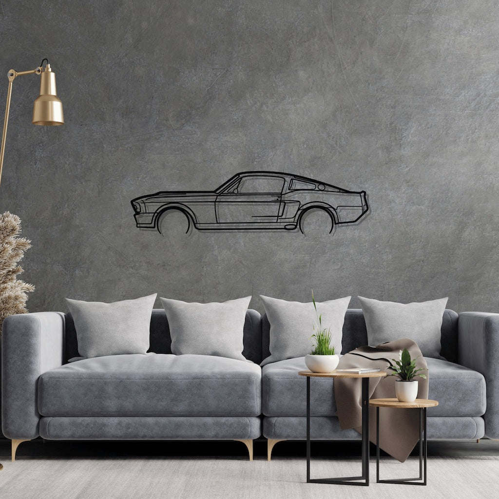Ford Mustang 1967 Detailed Silhouette Metal Wall Art