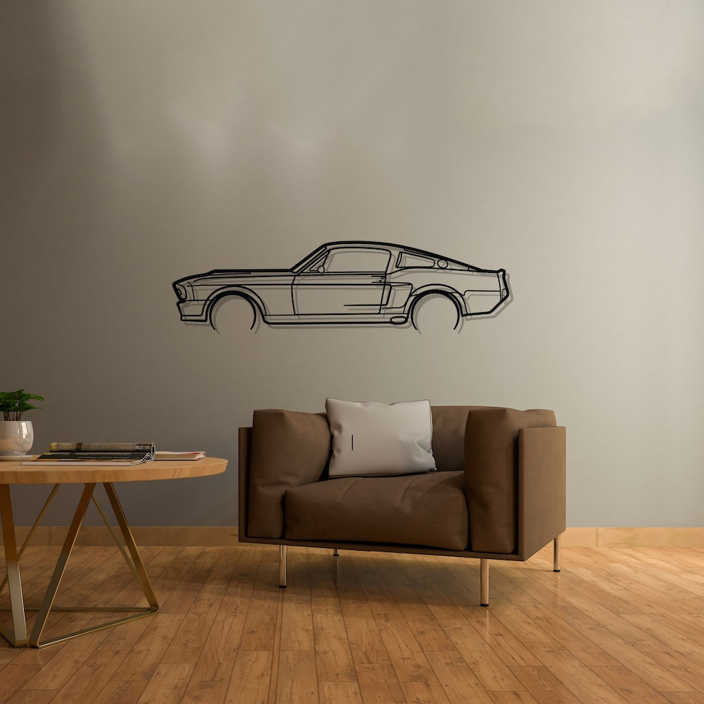 Ford Mustang 1967 Detailed Silhouette Metal Wall Art