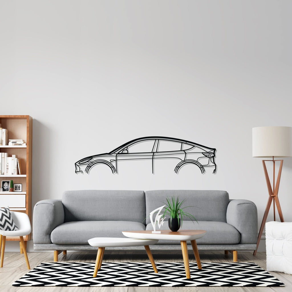 Tesla Model Y Classic Silhouette Metal Wall Art