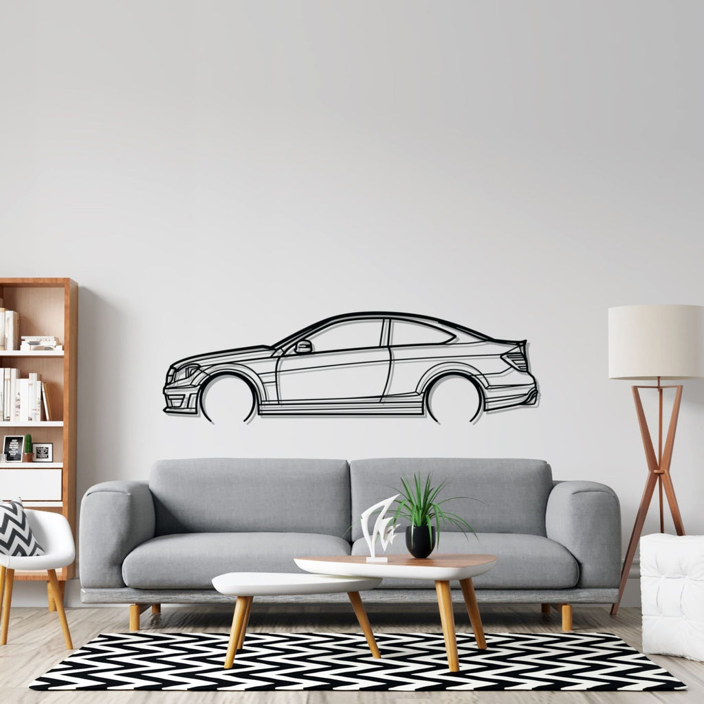 Mercedes C63 AMG Detailed Silhouette Metal Wall Art