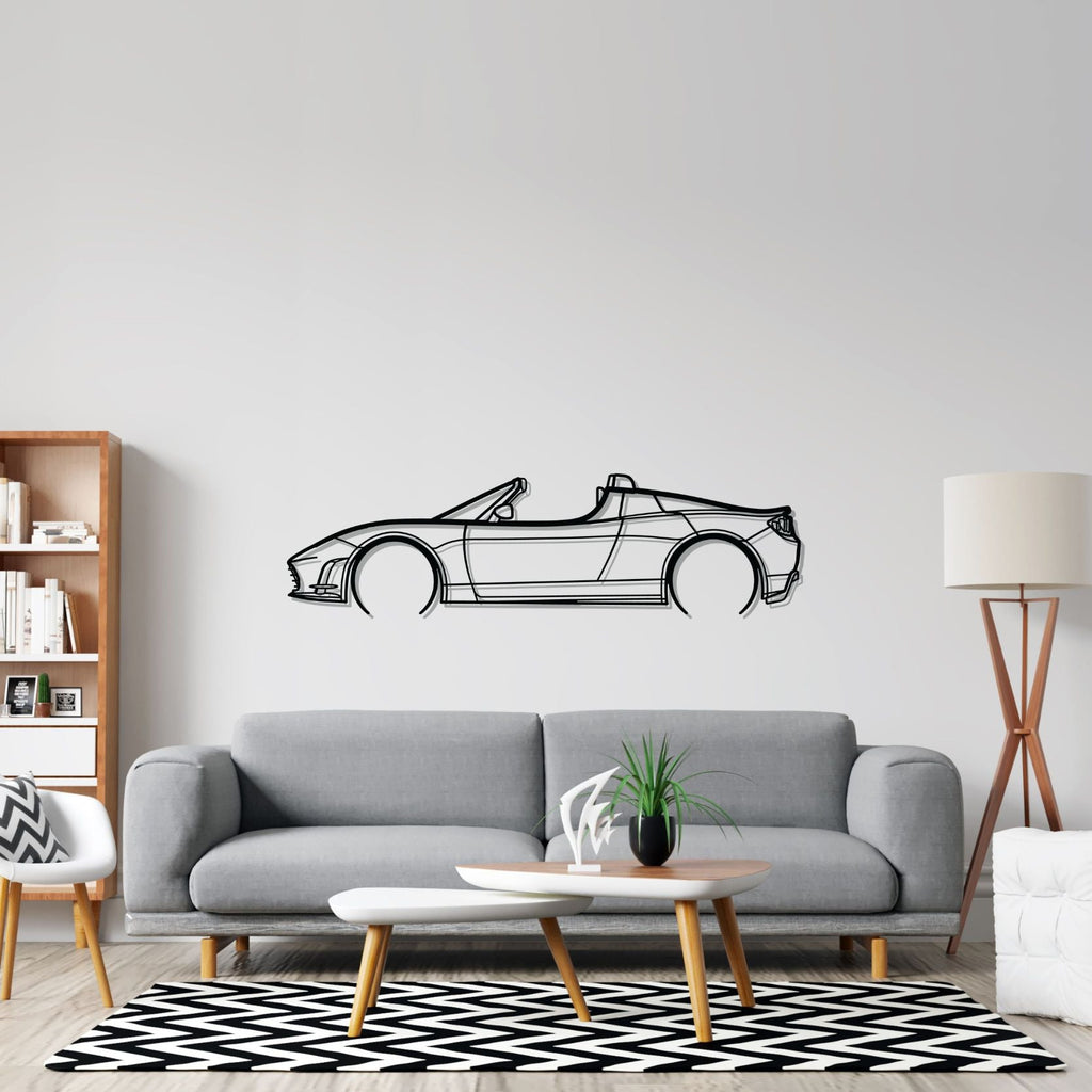Tesla Roadster 2.5 Detailed Silhouette Metal Wall Art