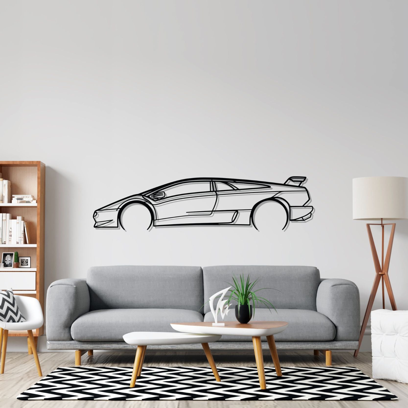 Lamborghini Diablo 1991 Detailed Silhouette Metal Wall Art