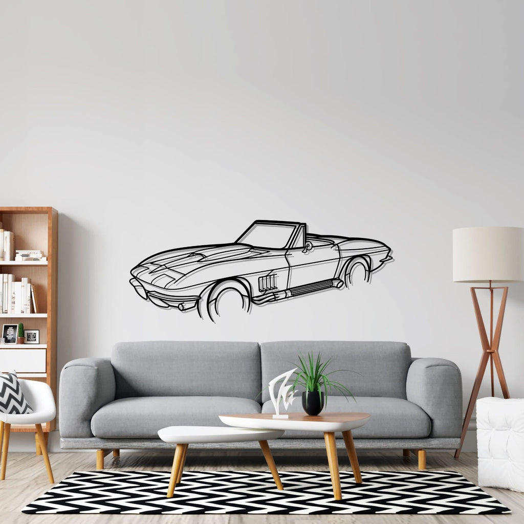 Chevrolet Corvette C2 model PERSPECTIVE Silhouette Metal Wall Art