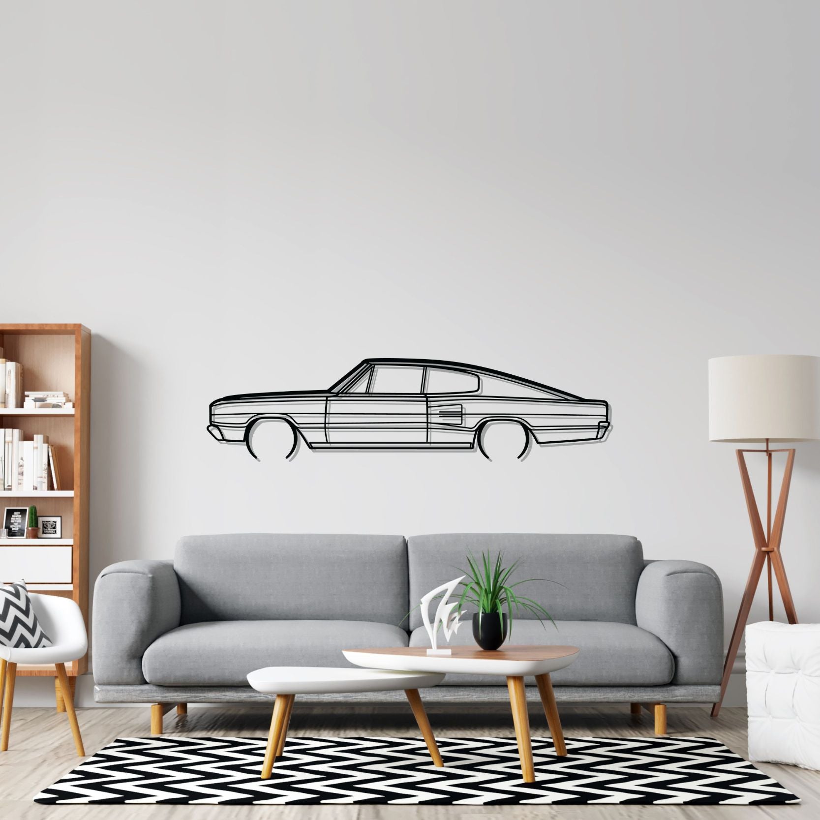 Dodge Charger 383 4b fastback 1966 Detailed Silhouette Metal Wall Art