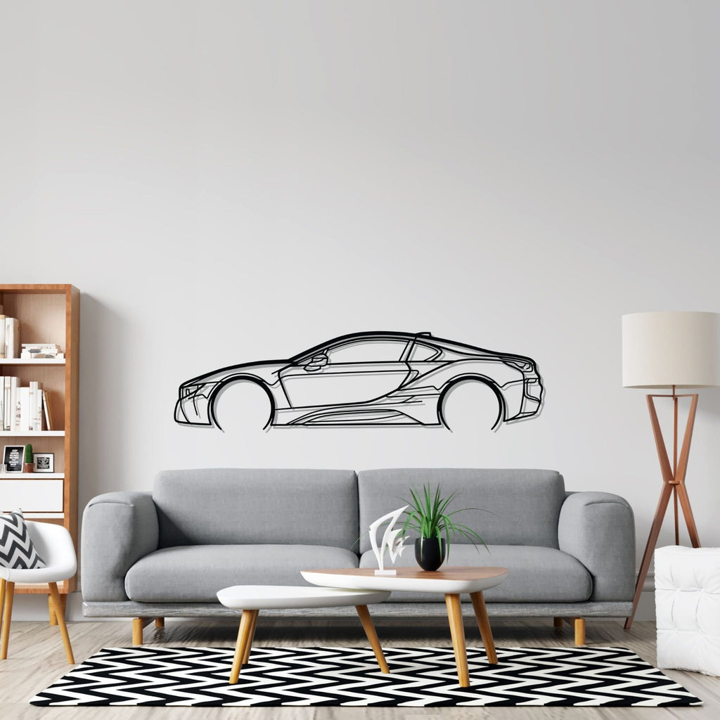 BMW i8 Detailed Silhouette Metal Wall Art