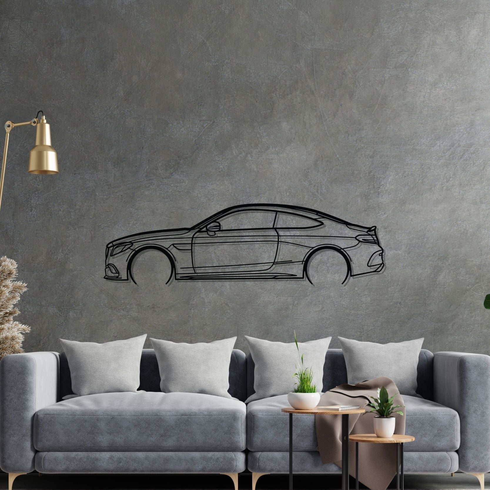 Mercedes C300 Coupe Detailed Silhouette Metal Wall Art