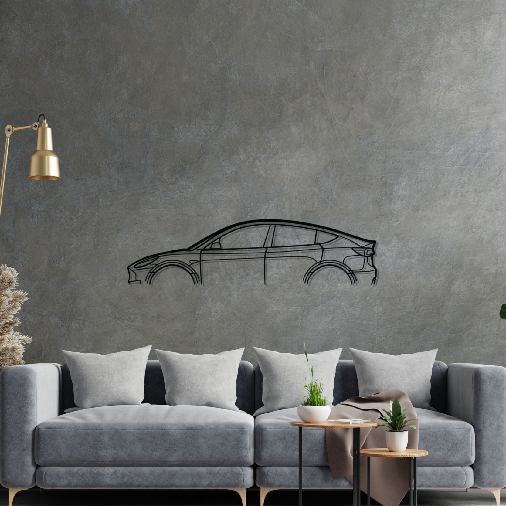 Tesla Model Y Classic Silhouette Metal Wall Art
