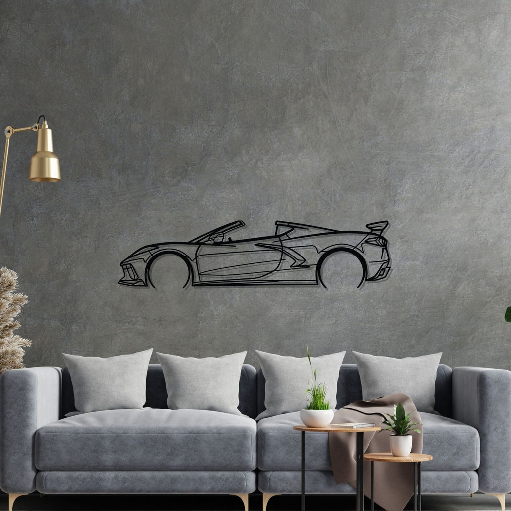 Chevrolet Corvette C8 Convertible Detailed Silhouette Metal Wall Art