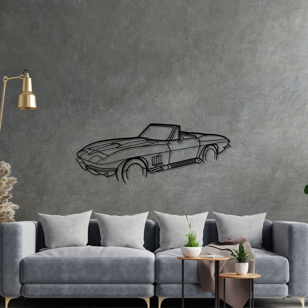 Chevrolet Corvette C2 model PERSPECTIVE Silhouette Metal Wall Art