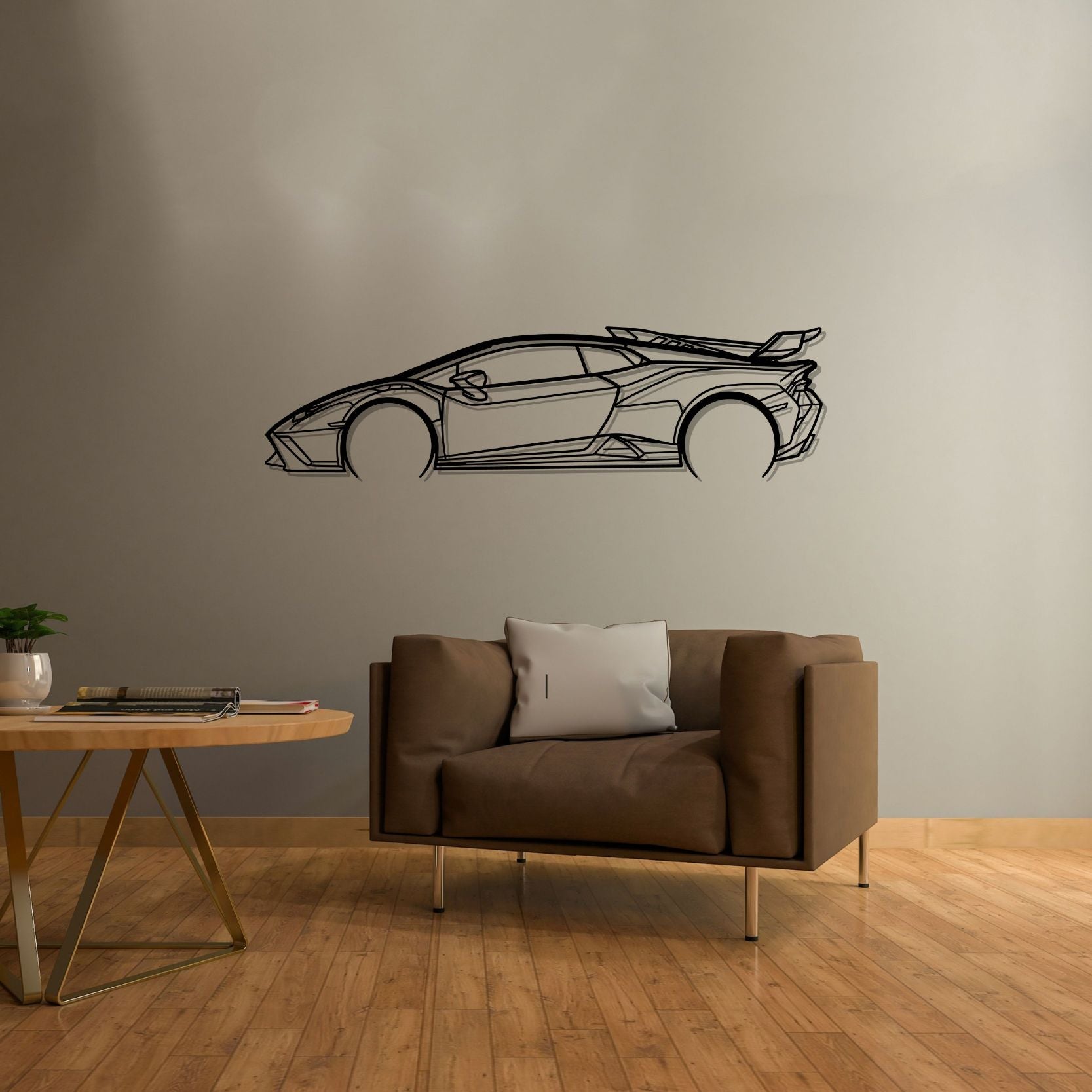 Lamborghini Huracan STO Detailed Silhouette Metal Wall Art