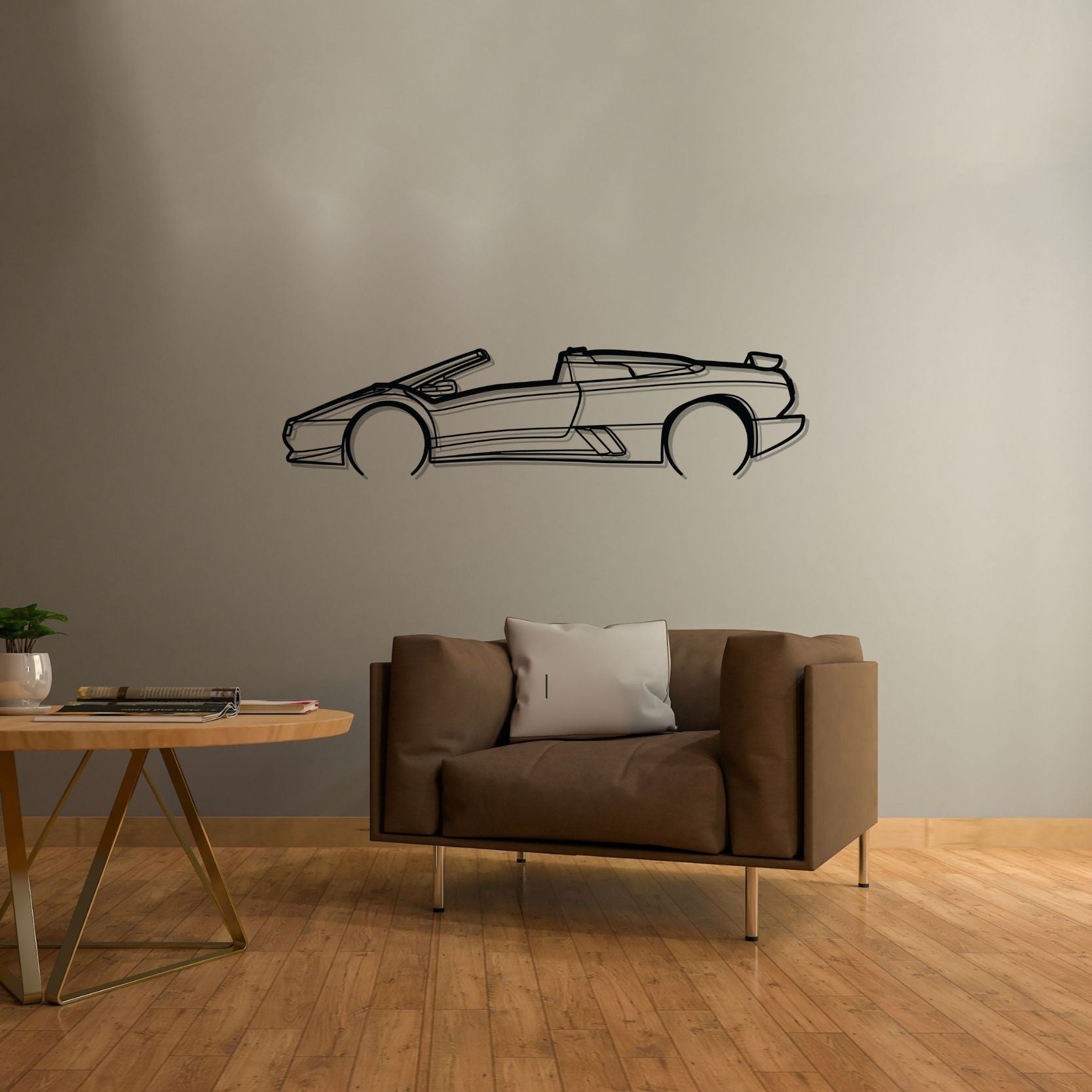 Lamborghini Diablo Roadster 1997 Detailed Silhouette Metal Wall Art
