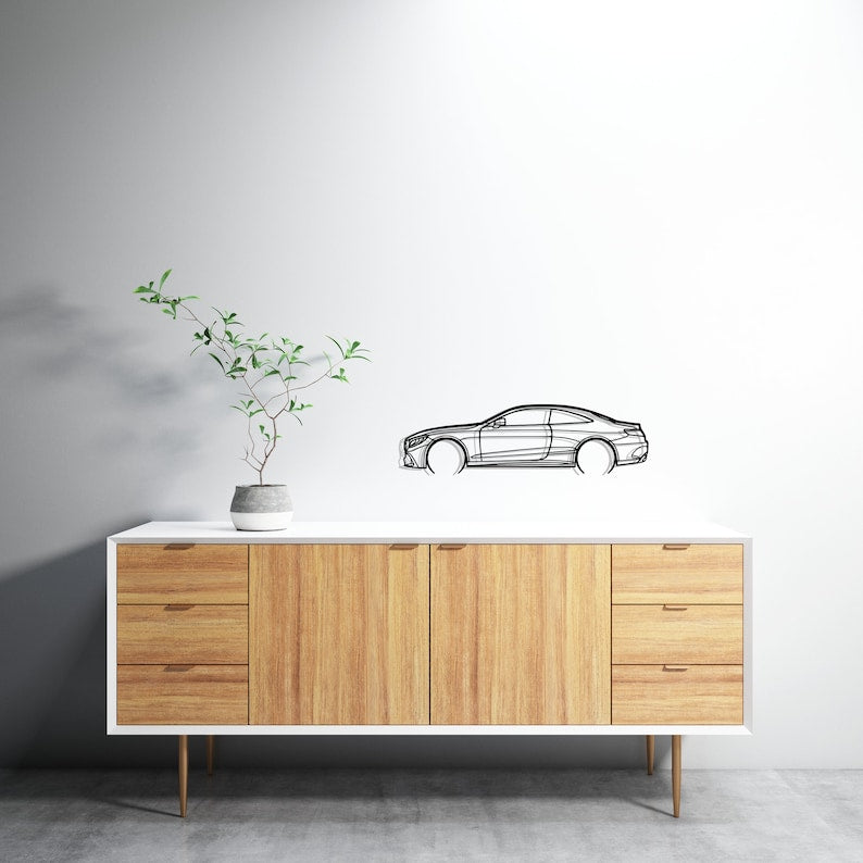 Mercedes S63 Coupe Detailed Metal Car Silhouette Wall Art