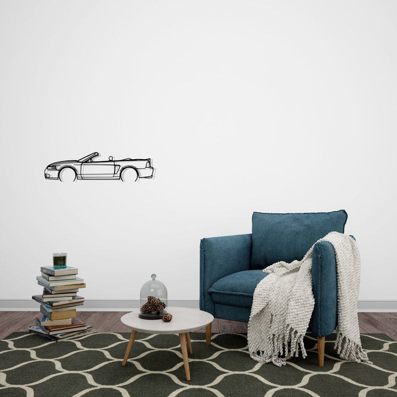 Ford Mustang Cobra Cabrio 2004 Metal Car Silhouette Wall Art