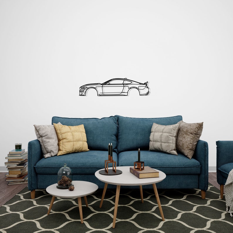 Ford Mustang GT500 Detailed Metal Car Silhouette Wall Art