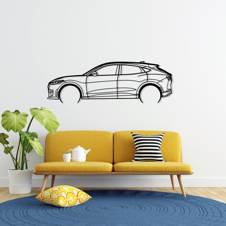 Ford Mustang Mach E GT Detailed Metal Car Silhouette Wall Art