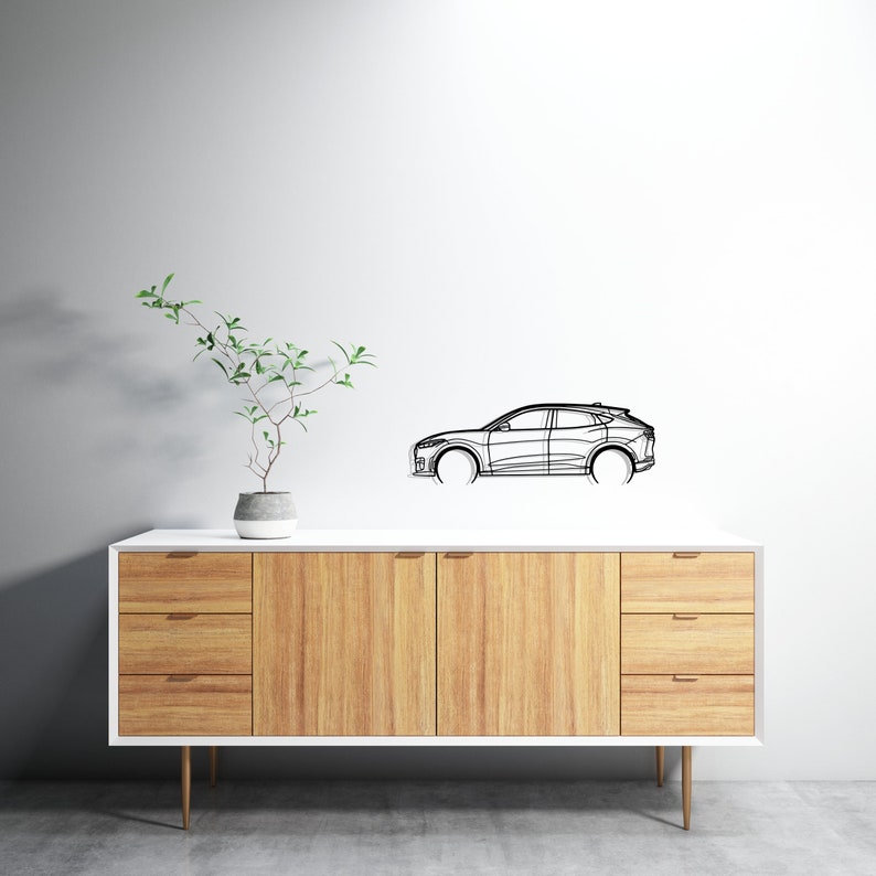 Ford Mustang Mach E GT Detailed Metal Car Silhouette Wall Art