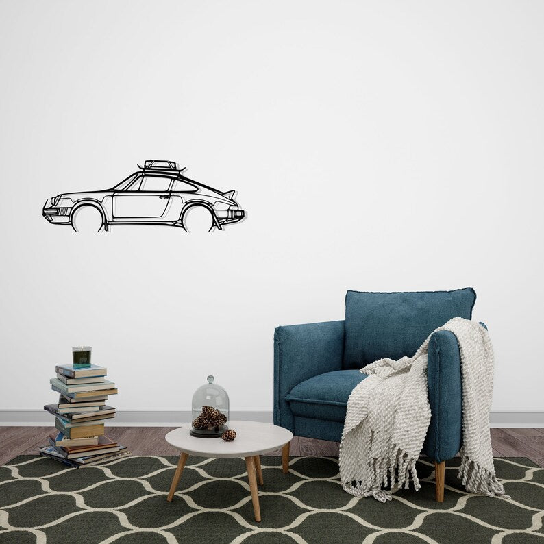 Porsche 911 Safari Detailed Metal Car Silhouette Wall Art