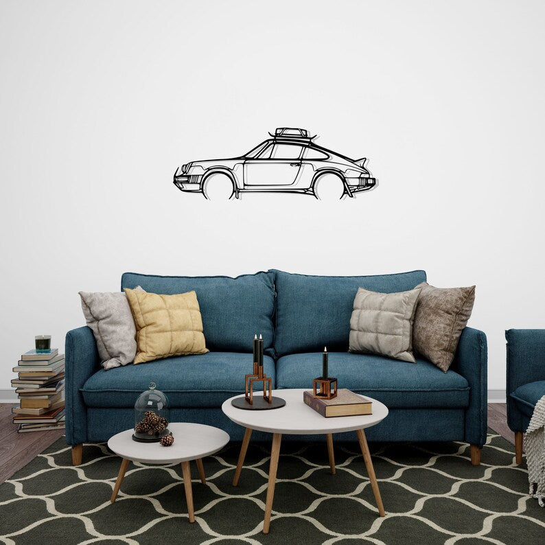Porsche 911 Safari Detailed Metal Car Silhouette Wall Art