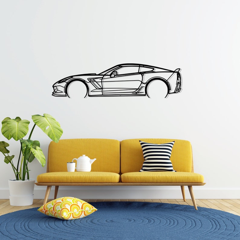 Chevrolet Corvette Z06 2LZ 2016 Detailed Metal Car Silhouette Wall Art