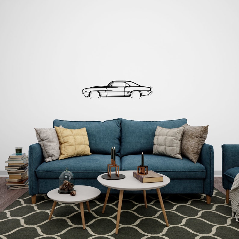 Chevrolet Camaro 1969 Detailed Metal Car Silhouette Wall Art