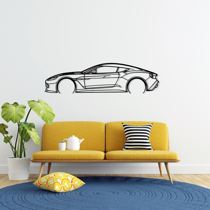 Aston Martin Vanquish Detailed Metal Car Silhouette Wall Art