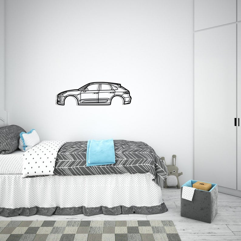 Porsche Macan Detailed Metal Car Silhouette Wall Art