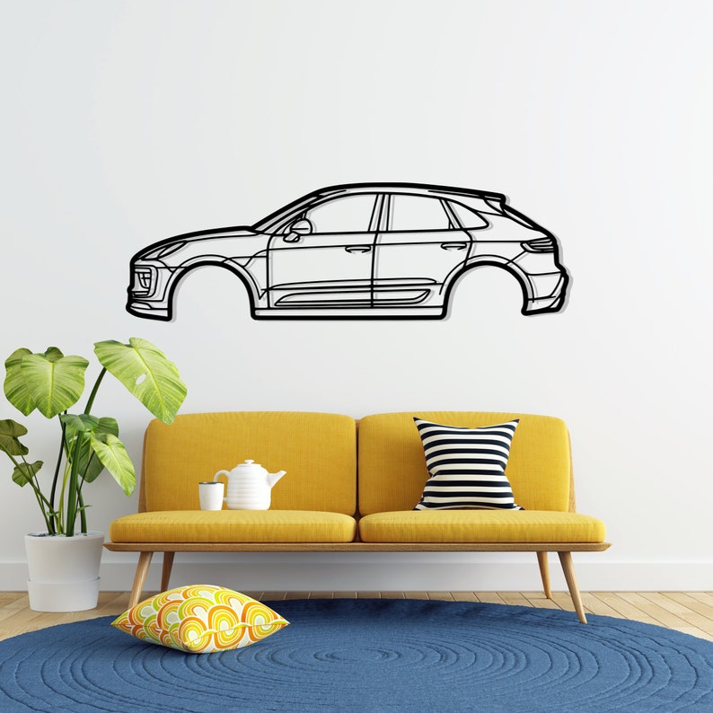 Porsche Macan Detailed Metal Car Silhouette Wall Art
