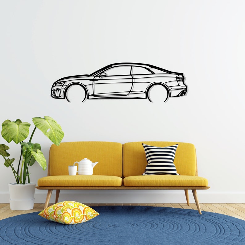 Audi RS5 Coupe 2022 Detailed Metal Car Silhouette Wall Art