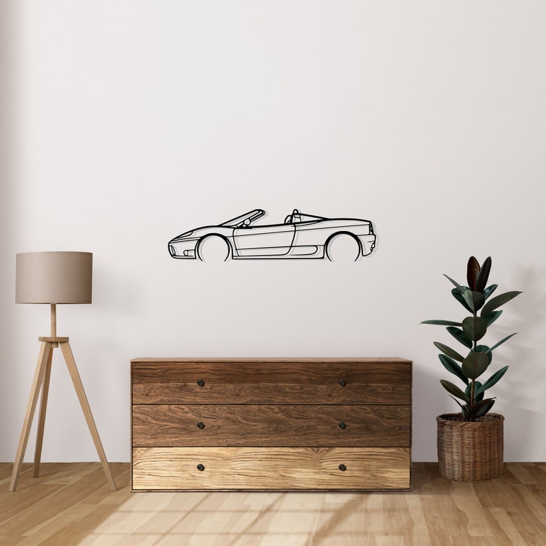 Ferrari 360 Spyder Detailed Metal Car Silhouette Wall Art