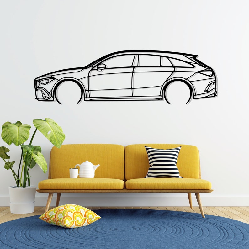 Mercedes AMG CLA 45S 2022 Detailed Metal Car Silhouette Wall Art