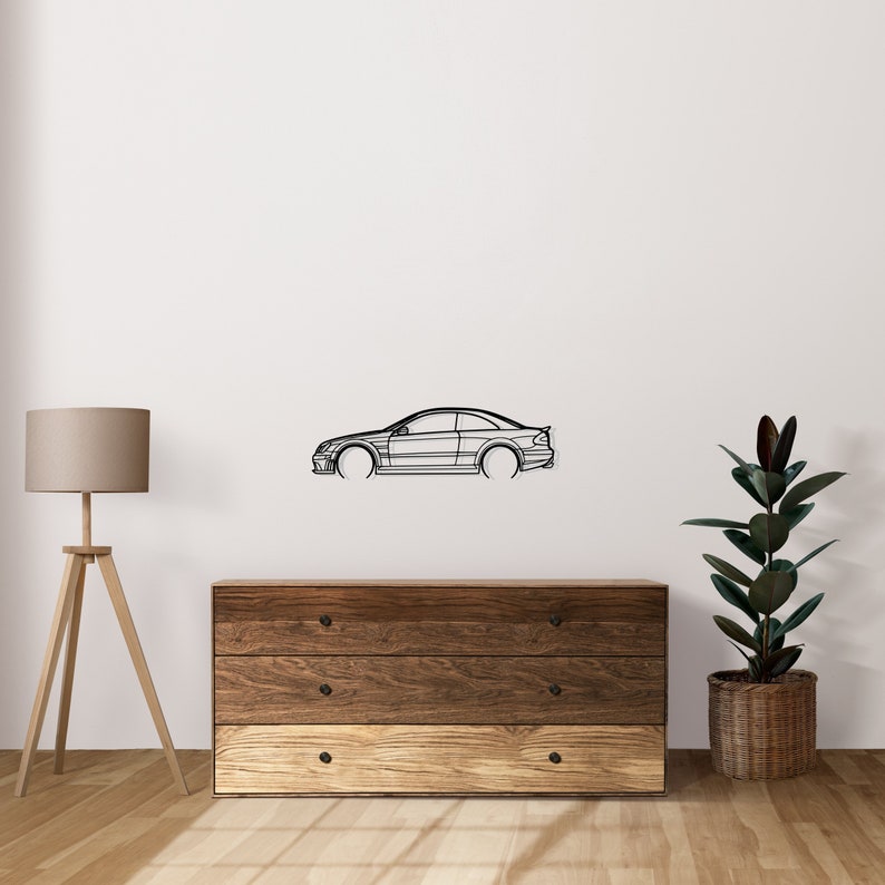 Mercedes CLK63 Black Series Detailed Metal Car Silhouette Wall Art