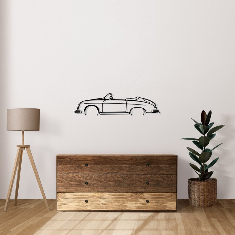 Ferrari 356 Speedster California Detailed Metal Car Silhouette Wall Art