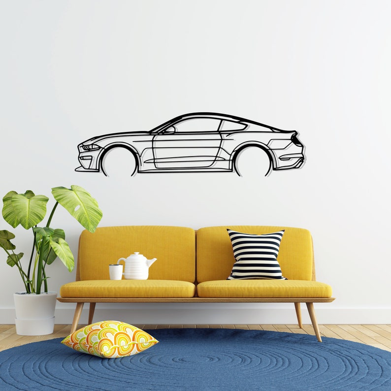 SM Edition Ford Mustang Detailed Metal Car Silhouette Wall Art