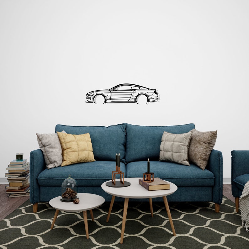 SM Edition Ford Mustang Detailed Metal Car Silhouette Wall Art