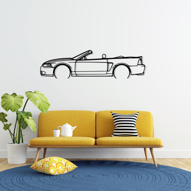 Ford Mustang Cobra Cabrio 2004 Metal Car Silhouette Wall Art