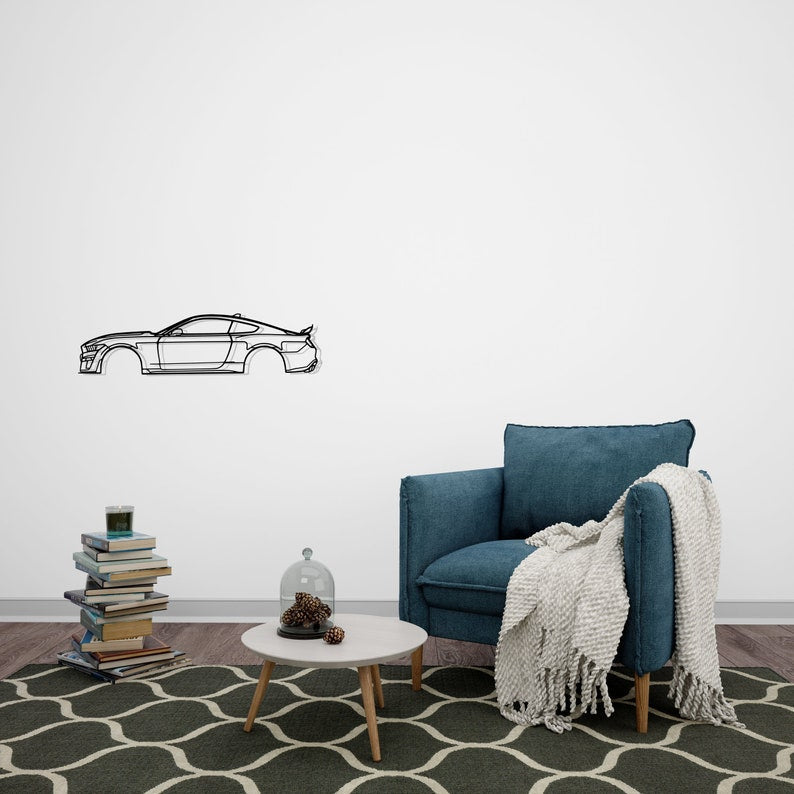 Ford Mustang GT500 Detailed Metal Car Silhouette Wall Art