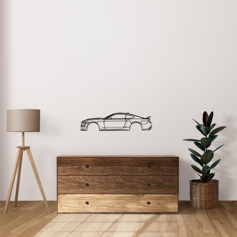 Ford Mustang GT500 Detailed Metal Car Silhouette Wall Art