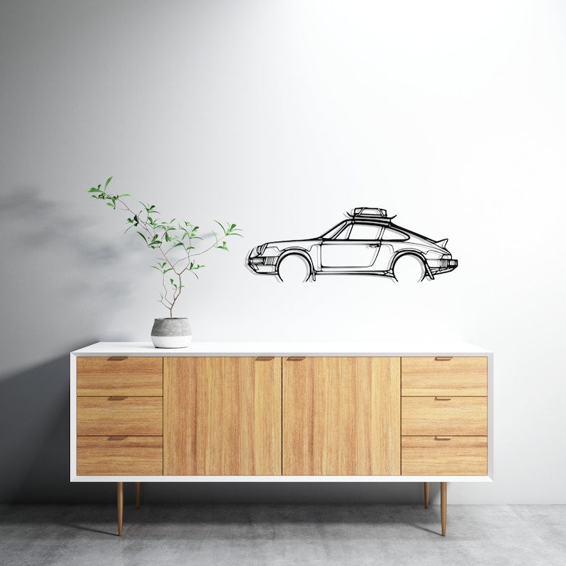 Porsche 911 Safari Detailed Metal Car Silhouette Wall Art