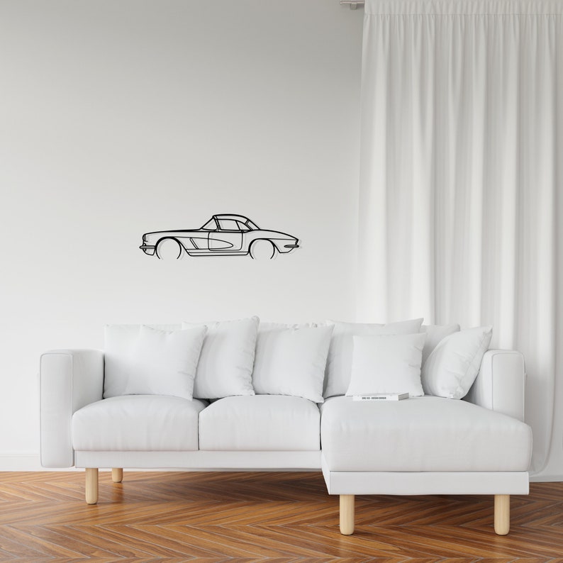 Chevrolet Corvette C1 327 1962 Metal Car Silhouette Wall Art