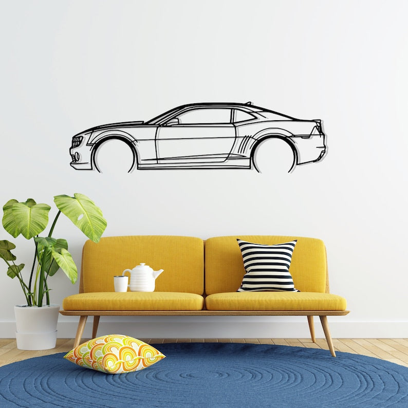 Chevrolet Camaro SS Detailed Metal Car Silhouette Wall Art