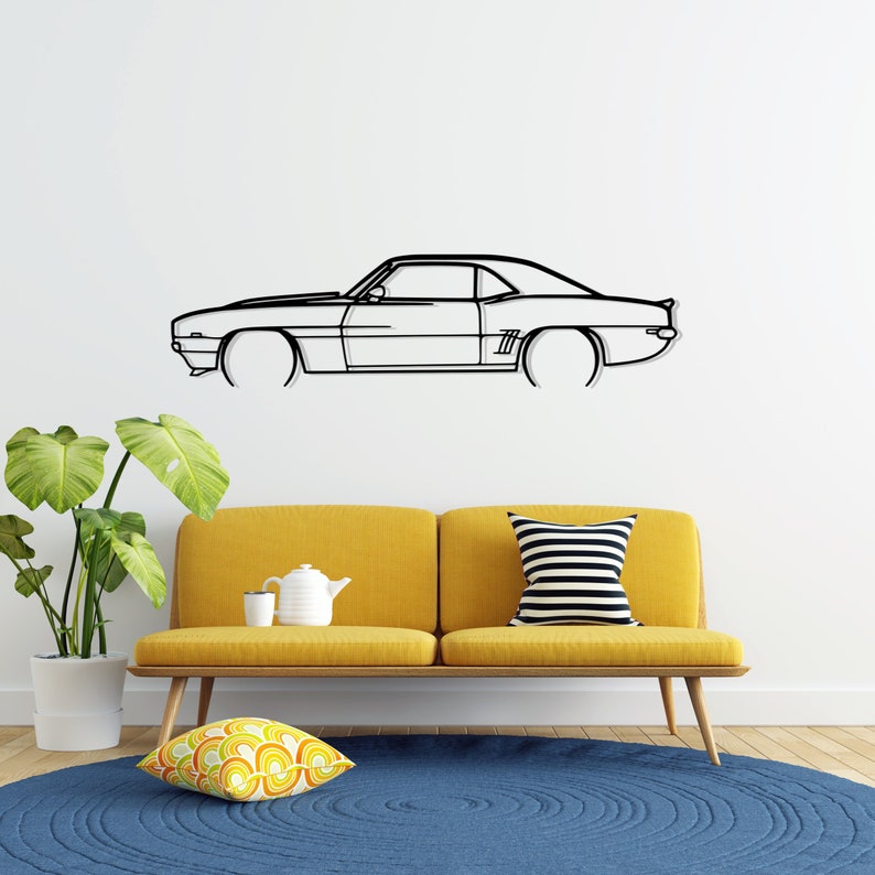 Chevrolet Camaro 1969 Detailed Metal Car Silhouette Wall Art