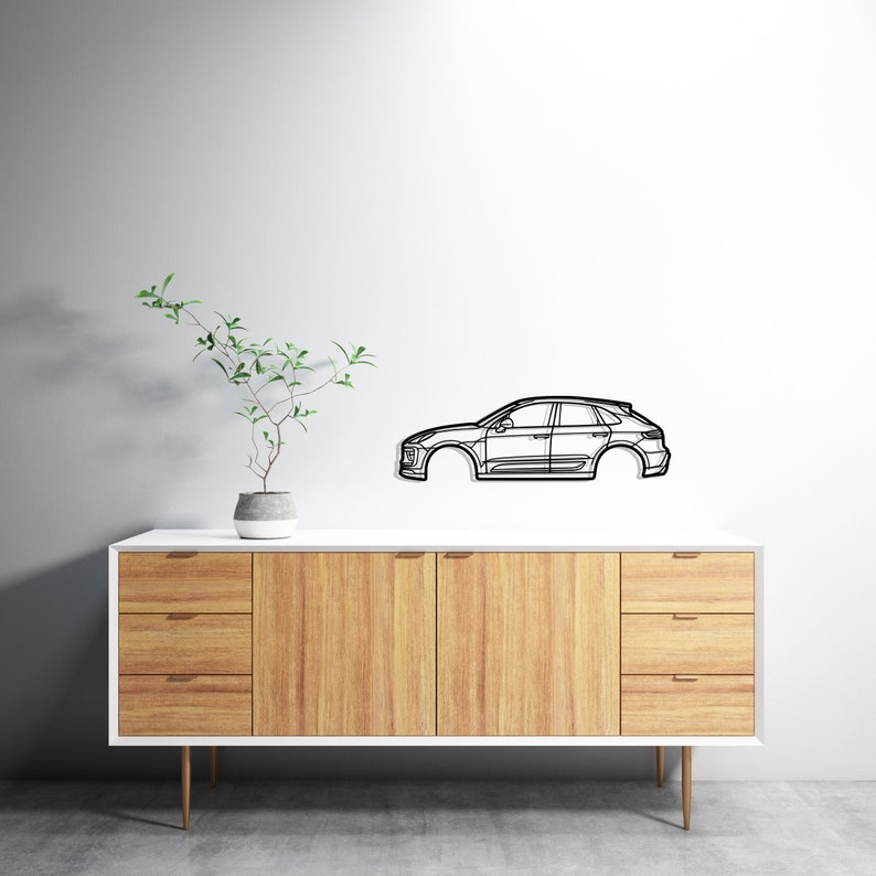 Porsche Macan Detailed Metal Car Silhouette Wall Art