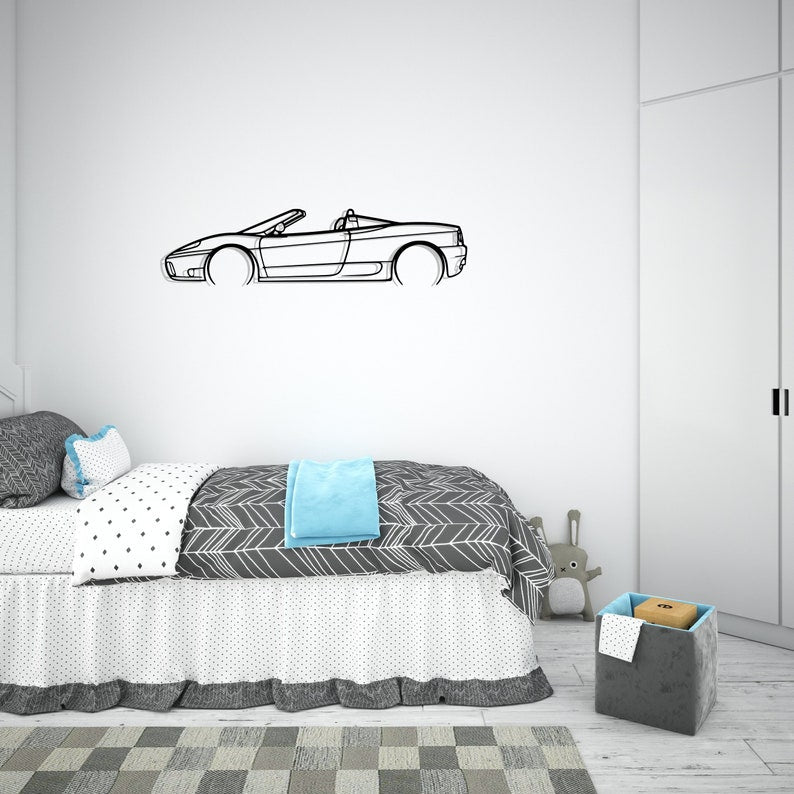 Ferrari 360 Spyder Detailed Metal Car Silhouette Wall Art