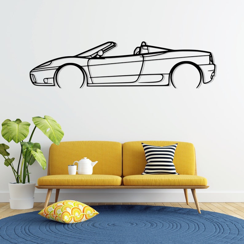 Ferrari 360 Spyder Detailed Metal Car Silhouette Wall Art