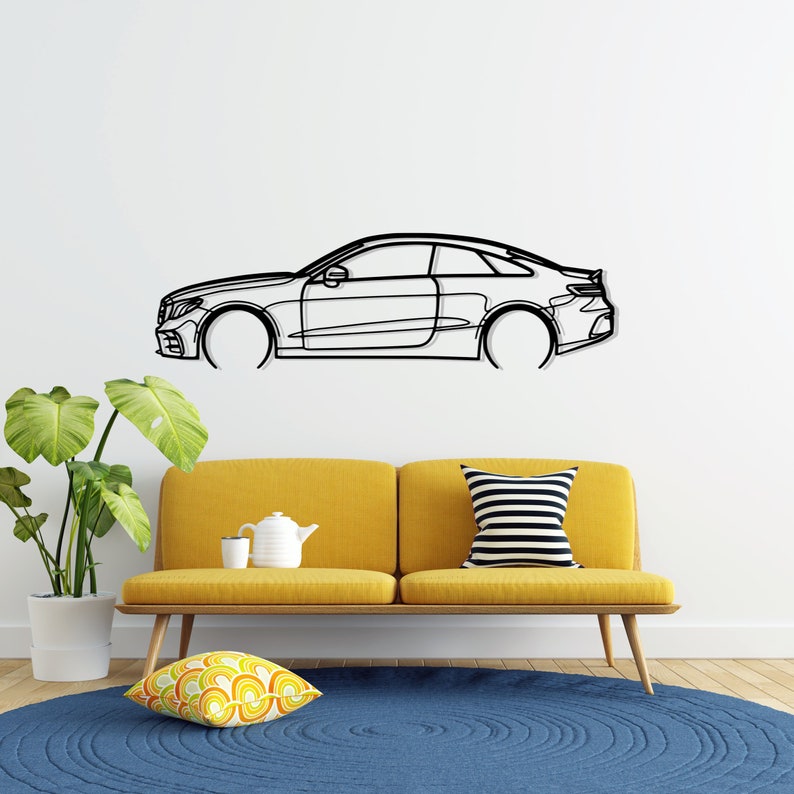 Mercedes E53 AMG Coupe Detailed Metal Car Silhouette Wall Art
